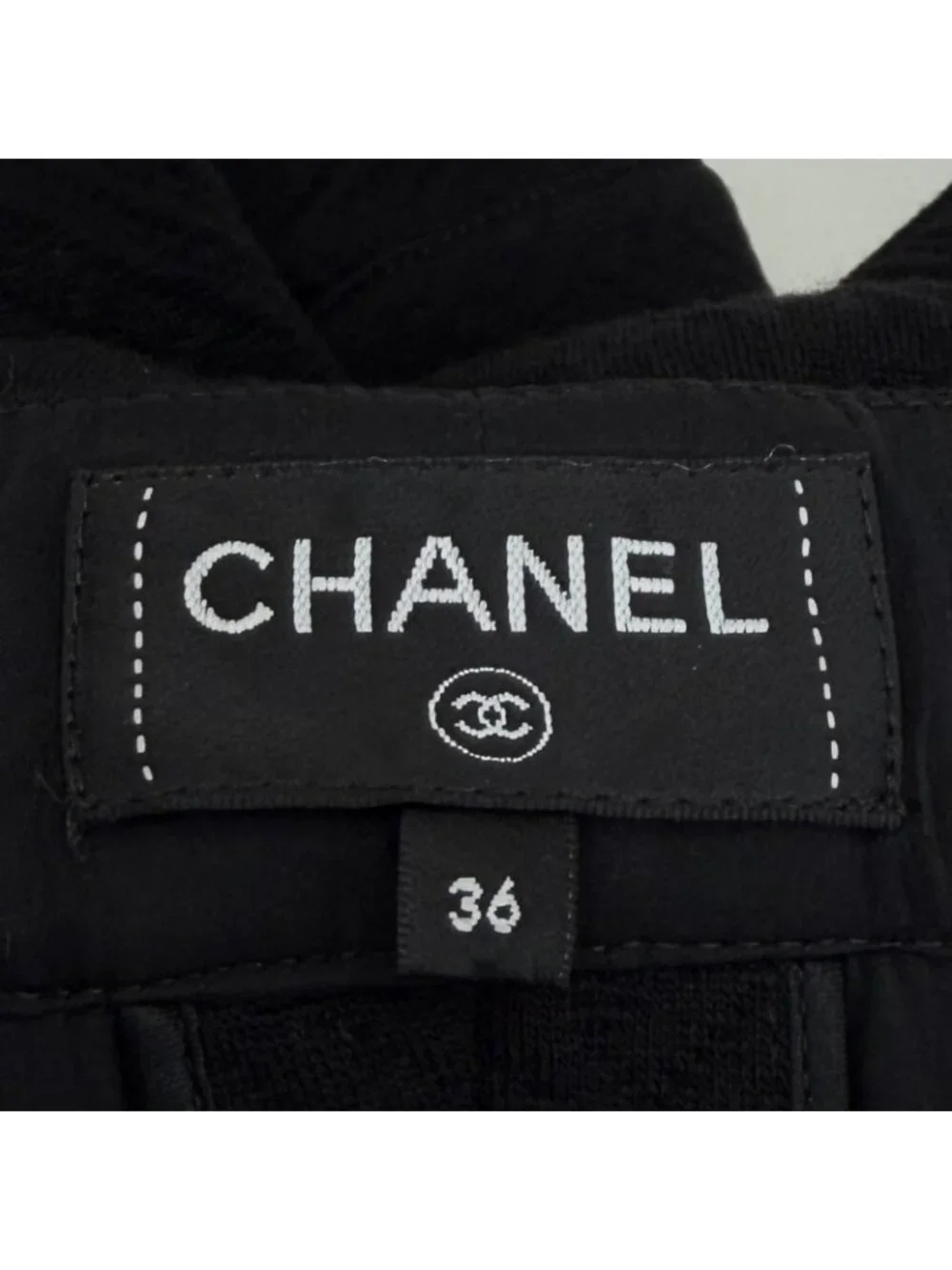 Chanel CC Logo Rhinestone Button Wool Pants Black 36